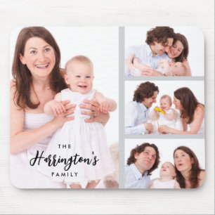 Custom 4 Family Photos Collage Rectangle Frame Mouse Pad