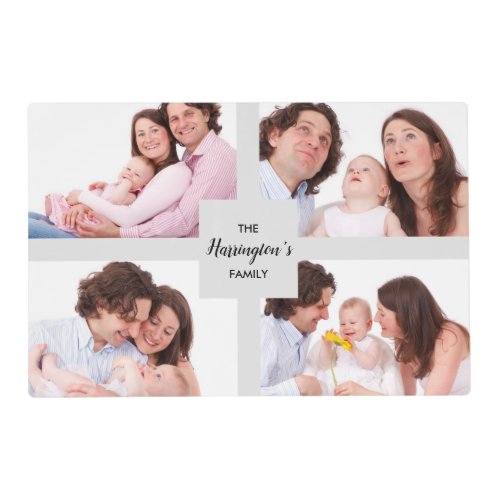 Custom 4 Family Photos Collage Rectangle Frame Placemat