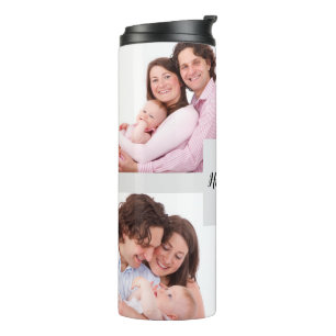 Custom 4 Family Photos Collage Rectangle Frame Thermal Tumbler