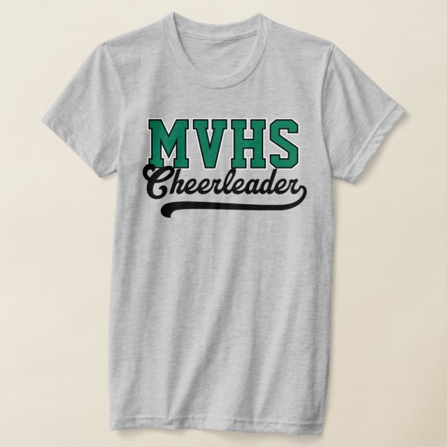 Custom 4 Letter High School Initials Cheerleader T-Shirt (Laydown)