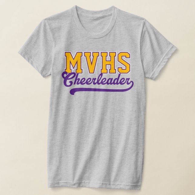 Custom 4 Letter High School Initials Cheerleader T-Shirt (Laydown)