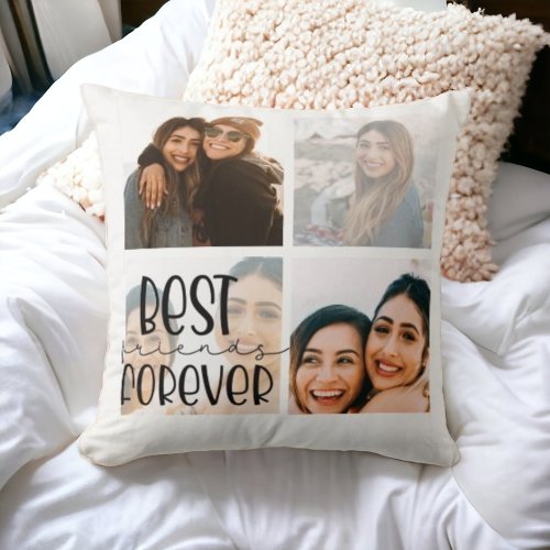 Custom 4 photo best friend gift Throw Pillow