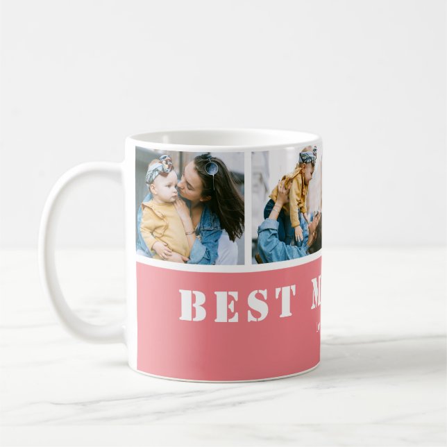Custom 4 Photo Best Mom Ever Coffee Mug (Left)