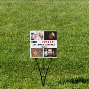 Custom 4 photo business DIY message stand Sign