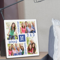 Custom 4 Photo Collage Best Bonus Dad Ever Blue