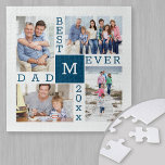 Custom 4 Photo Collage Best Dad Ever Jigsaw Puzzle<br><div class="desc">Custom Photo Collage jigsaw puzzle for the Best Dad Ever. The template is set up ready for you to add 4 of your favorite photos, the year and initial. A great gift for father's day, a birthday or as a keepsake of an event or personal achievement. The design has a...</div>