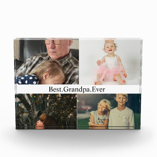 Custom 4 Photo Collage Best Grandpa Ever  Block (Front)