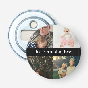 Custom 4 Photo Collage Best Grandpa Ever Bottle Opener