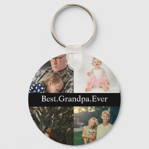 Custom 4 Photo Collage Best Grandpa Ever Keychain