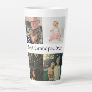 Custom 4 Photo Collage Best Grandpa Ever Latte Mug