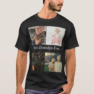 Custom 4 Photo Collage Best Grandpa Ever T-Shirt