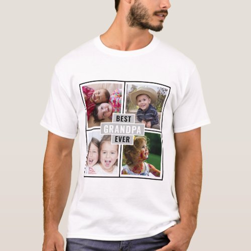 Custom 4 Photo Collage Best Grandpa Ever T_Shirt