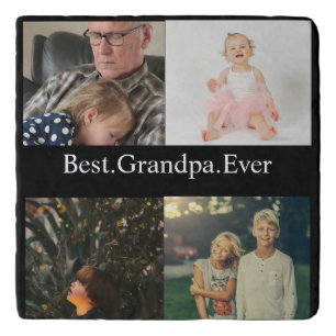 Custom 4 Photo Collage Best Grandpa Ever Trivet