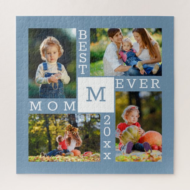 Custom 4 Photo Collage Best Mom Ever Jigsaw Puzzle (Vertical)