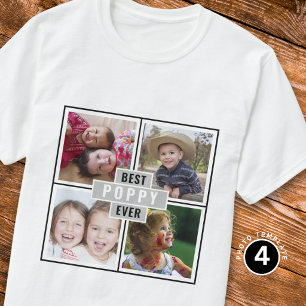 Custom 4 Photo Collage Best Poppy Ever T-Shirt