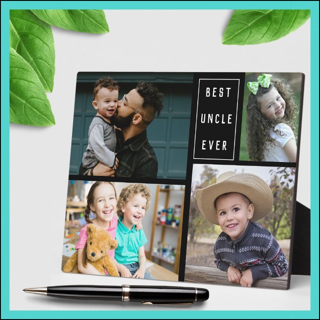 Custom 4 Photo Collage Best Uncle Ever   Plaque (Uncle gifts - )