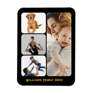 Custom 4 Photo Collage Black Wall Acrylic Photo Magnet