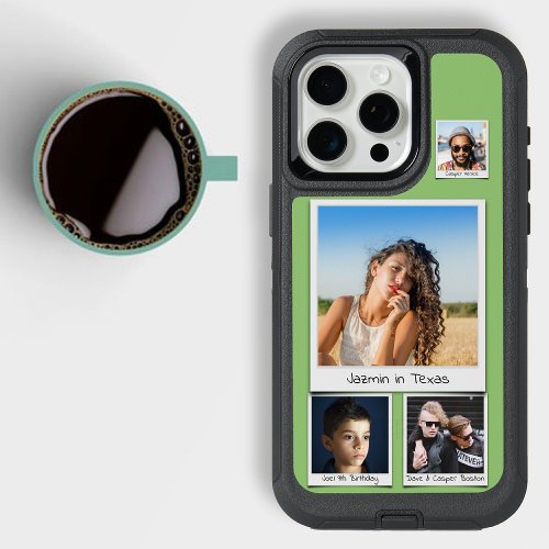 Custom 4 Photo Collage Bold Pistachio Green iPhone 15 Pro Max Case