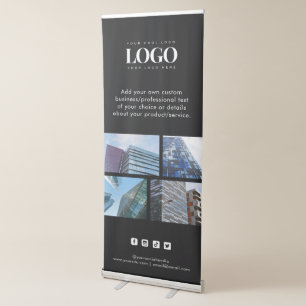 Custom 4 Photo Collage Business Logo Social Media Retractable Banner