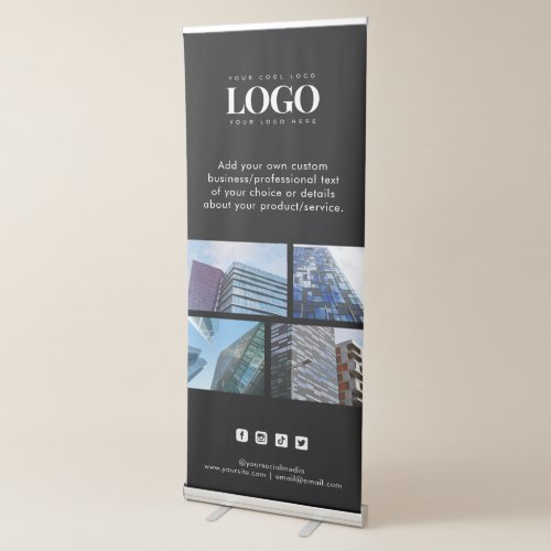 Custom 4 Photo Collage Business Logo Social Media  Retractable Banner