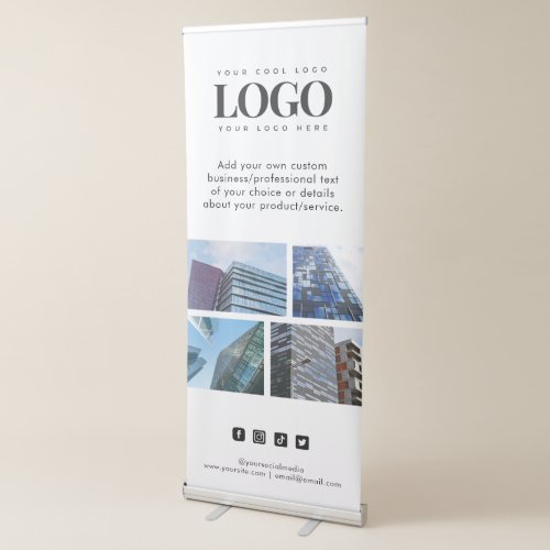 Custom 4 Photo Collage Business Logo Social Media Retractable Banner