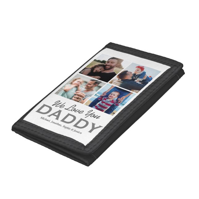 Custom 4 Photo Collage Dad Trifold Wallet (Bottom)