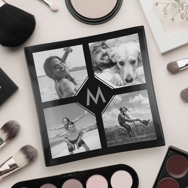 Custom 4 Photo Collage Family Monogram Trinket Tray (Creator Uploaded)
