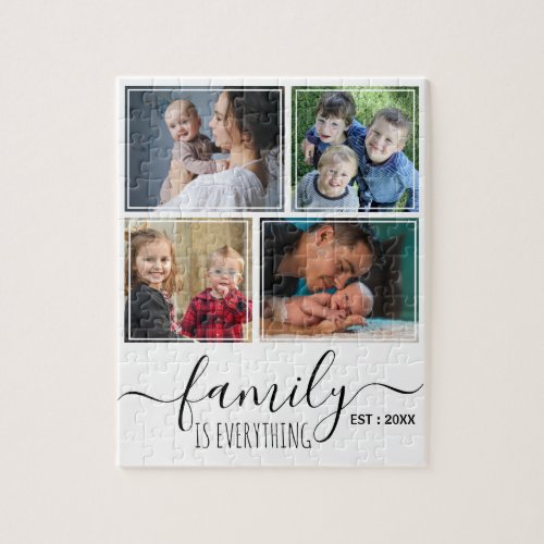 Custom 4 Photo Collage Family Quote Jigsaw Puzzle