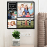 Custom 4  Photo Collage Foam Peel & Stick Foam Core Photo Tile<br><div class="desc">A custom photo collage of textured foam with a peel and stick photo board. It features 4 photos of family, pets, memories, events, your photography, etc. and further personalized with a simple message, family name and year set against a black background. The colors of the background and text can be...</div>