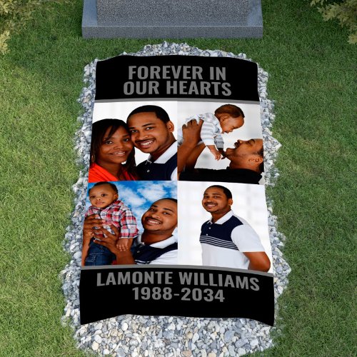 Custom 4 Photo Collage Funeral Grave Cover Banner