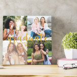 Custom 4 Photo Collage Gold Graduate Graduation Canvas Print<br><div class="desc">Personalized photo collage, square wrapped canvas. Hand lettered with gold glitter, "graduate" is printed with your name and year as a text overlay to your photos. The photo template is set up for you to add 4 of your favorite pictures of you, your besties and reminders of fun times during...</div>