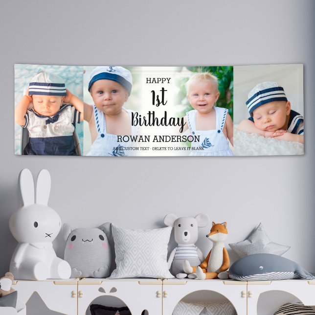 Custom 4 Photo Collage Kids Party 1st Birthday Banner (Custom 4 Photo Collage Kids Party 1st Birthday Banner
)