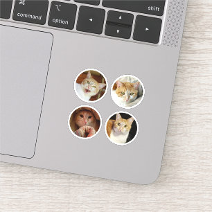 Custom 4 Photo Collage Minimalist Round Tiny Vinyl Sticker