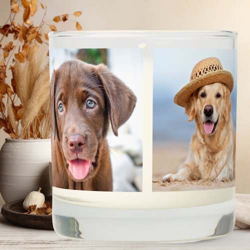 Custom 4 Photo Collage Modern Family Pets Dog Kids Scented Candle