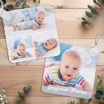Custom 4 Photo Collage Modern Personalized Baby  Keychain<br><div class="desc">Introducing the perfect keepsake for new parents or anyone wanting to carry a piece of love wherever they go—a Photo Collage Keychain. This charming accessory is designed to hold the precious memories of your newborn and is an ideal gift for baby showers or to celebrate the arrival of a new...</div>