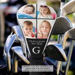 Custom 4 Photo Collage Monogrammed Golf Head Cover<br><div class="desc">Create a custom personalized photo collage golf driver head cover with 4 pictures, your custom text and the golfer's monogram in optional various color combinations. CHANGES: Change the background color and text font style, color, size and placement in EDIT. ASSISTANCE: For help with design modification or personalization, color change, resizing,...</div>