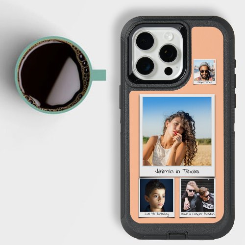 Custom 4 Photo Collage Pastel Peach Fuzz iPhone 15 Pro Max Case