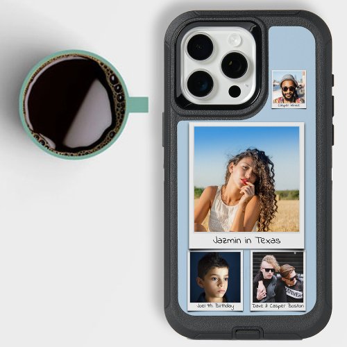 Custom 4 Photo Collage Pastel Powder Blue iPhone 15 Pro Max Case
