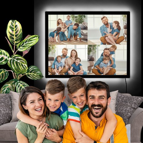 Custom 4 photo collage personalized family photos LED sign