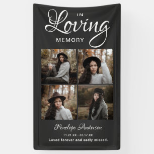 Custom 4 Photo Collage Personalized Memorial Banner