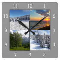 Custom 4 Photo Collage Personalized Square Wall Clock