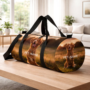Custom 4 Photo Collage Pet Dog 4 Name Picture On Duffle Bag