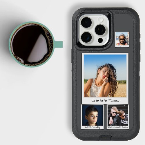 Custom 4 Photo Collage Soft Black Grey iPhone 15 Pro Max Case