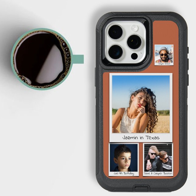 Custom 4 Photo Collage Topaz Deep Orange iPhone 15 Pro Max Case (Creator Uploaded)