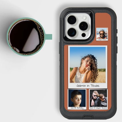 Custom 4 Photo Collage Topaz Deep Orange iPhone 15 Pro Max Case