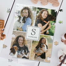 Custom 4 Photo Collage with Monogram and Name