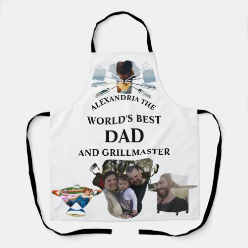 Custom 4 photo collage worlds best dad grillmaster apron