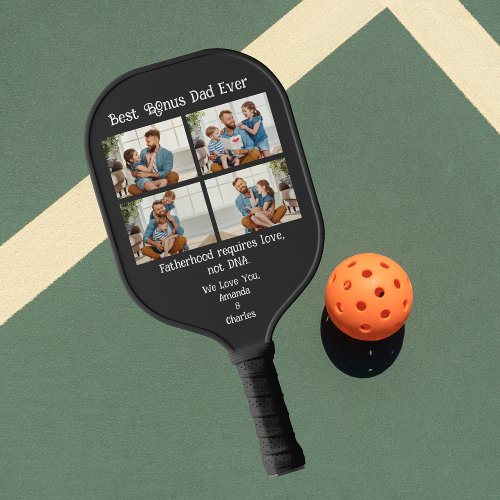 Custom 4 photo collages Bonus dad fathers day Pickleball Paddle