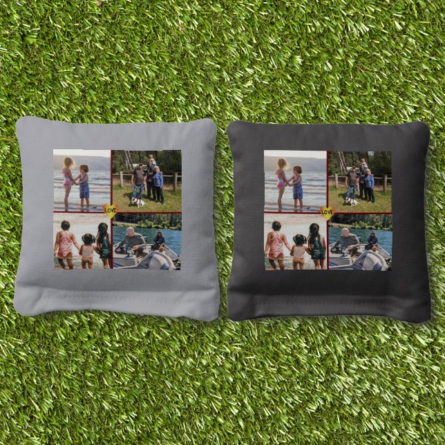 Custom 4 Photo  Cornhole Bags (Grass)