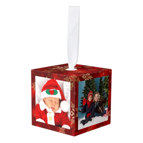 Custom 4 Photo Cube Ornament